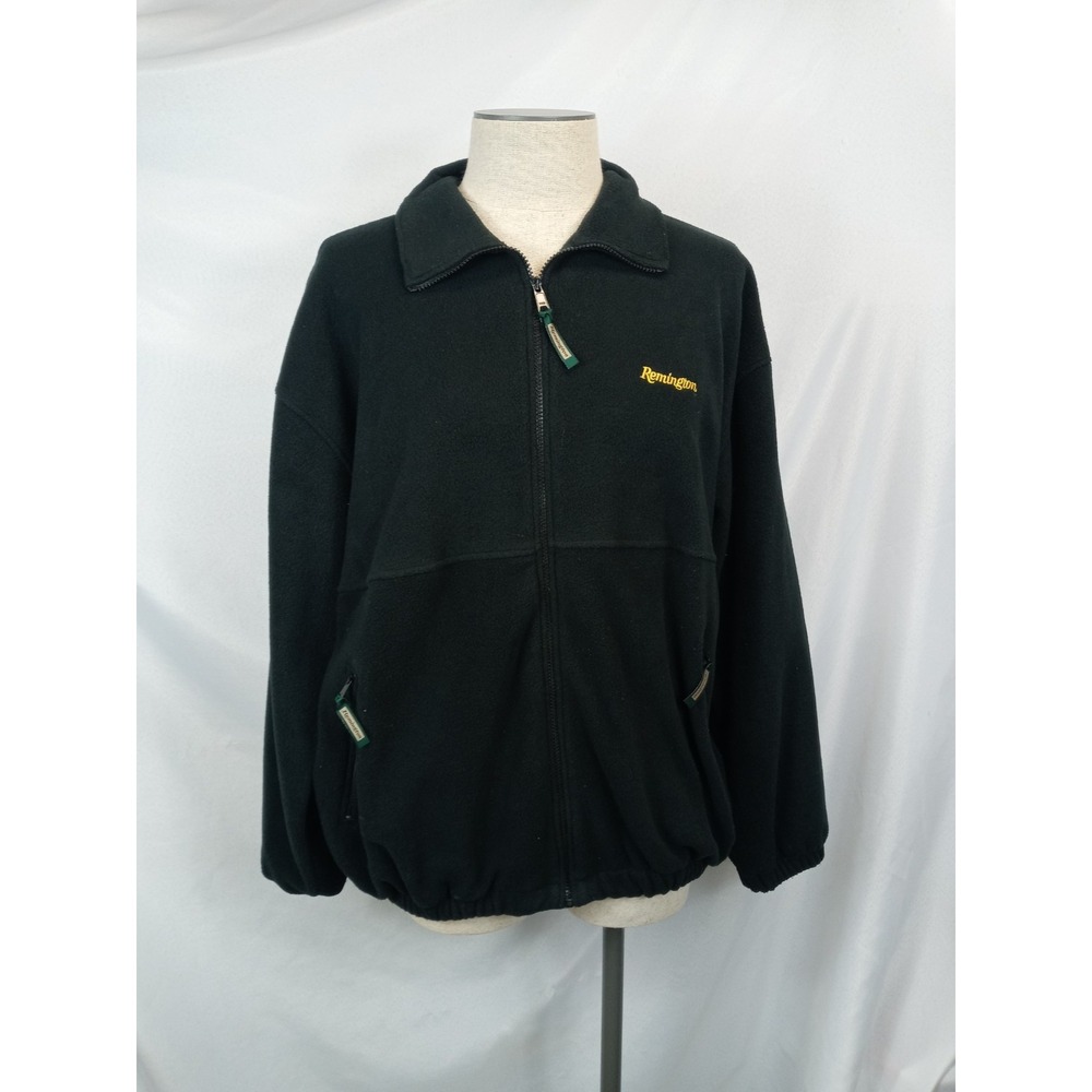 Remington Fleece Jacket Mens Large Black Full Zip Outdoor Hunting Gorpcore Y2K